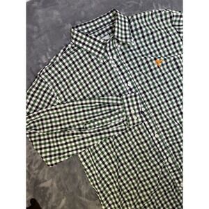 Old South Mens 2XL Green Black Gingham Long Sleeve Button Down Cotton Shirt